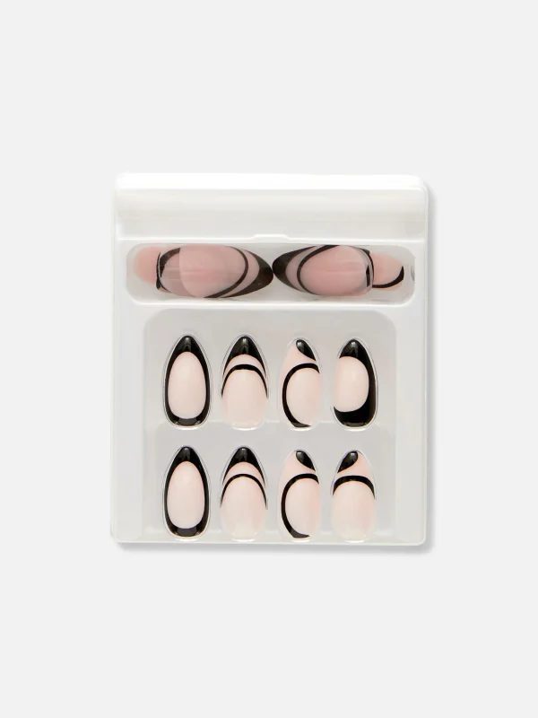 Faux Ongles French Manucure à Motif Tourbillon PS...