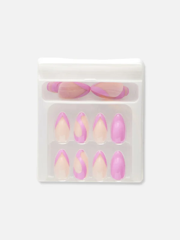 Faux Ongles Pointus Glossy à Motif Tourbillons PS...