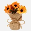 Fleurs Artificielles Avec Emballage En Jute