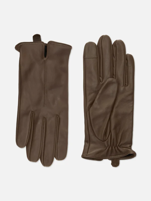 Gants En Cuir à Poignets Crantés