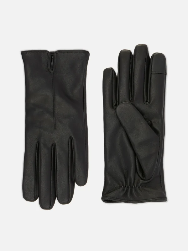 Gants En Cuir à Poignets Crantés