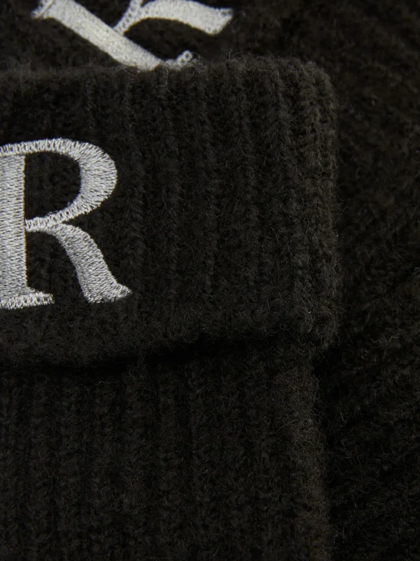 Gants En Maille Côtelée Avec Initiale Brodée