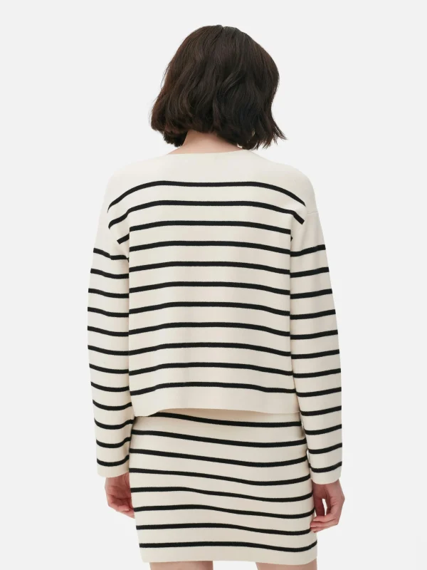 Gilet Boutonné à Rayures à Coordonner