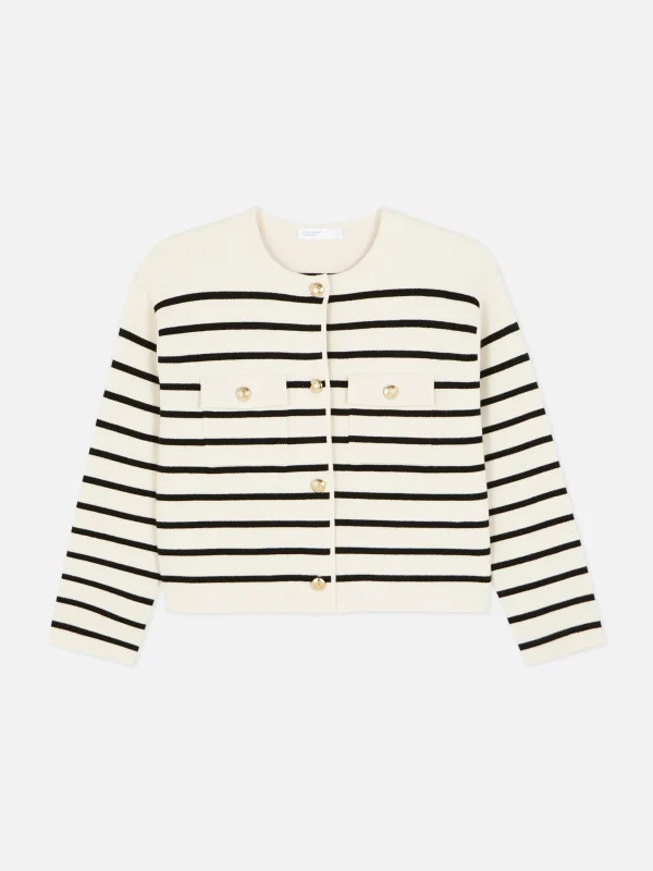 Gilet Boutonné à Rayures à Coordonner