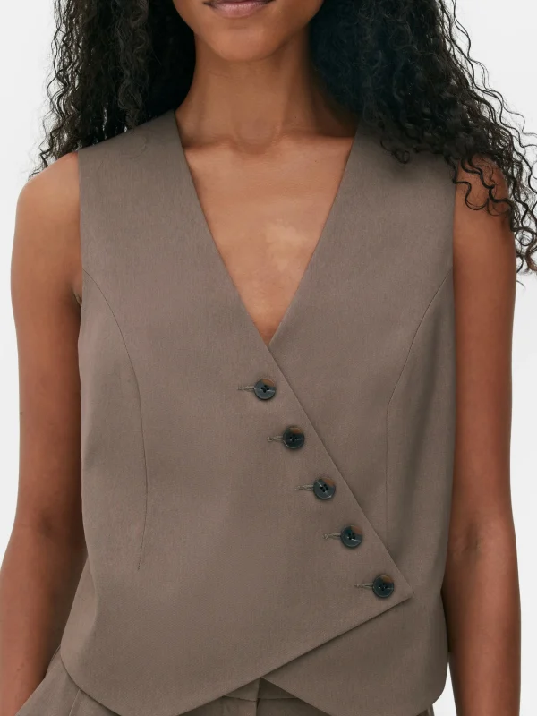 Gilet De Costume Asymétrique Boutonné Sur Le Devant