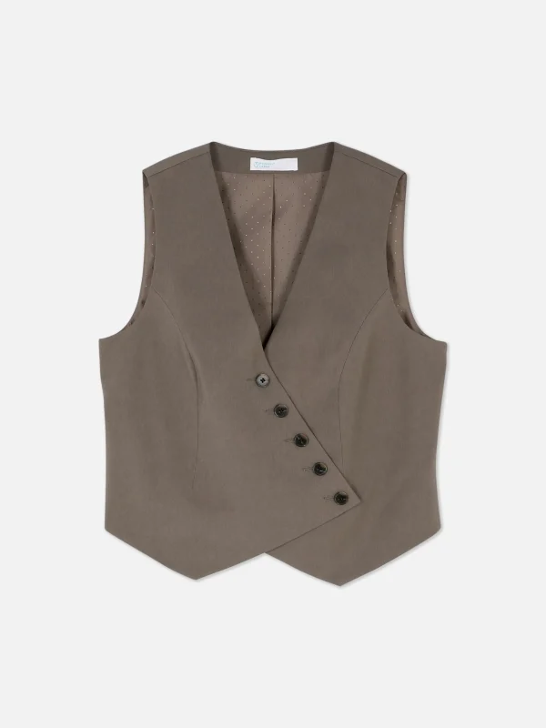 Gilet De Costume Asymétrique Boutonné Sur Le Devant