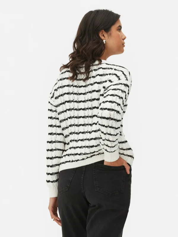 Gilet Rayé En Maille Torsadée