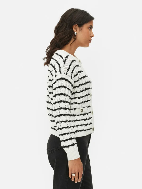 Gilet Rayé En Maille Torsadée