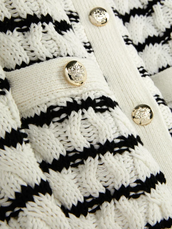 Gilet Rayé En Maille Torsadée