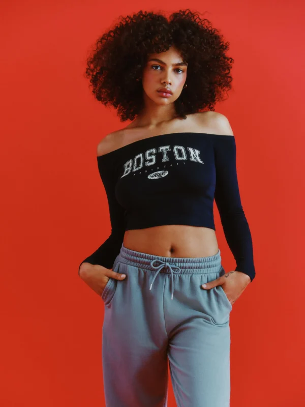 Haut Court à Encolure Bateau Et Manches Longues