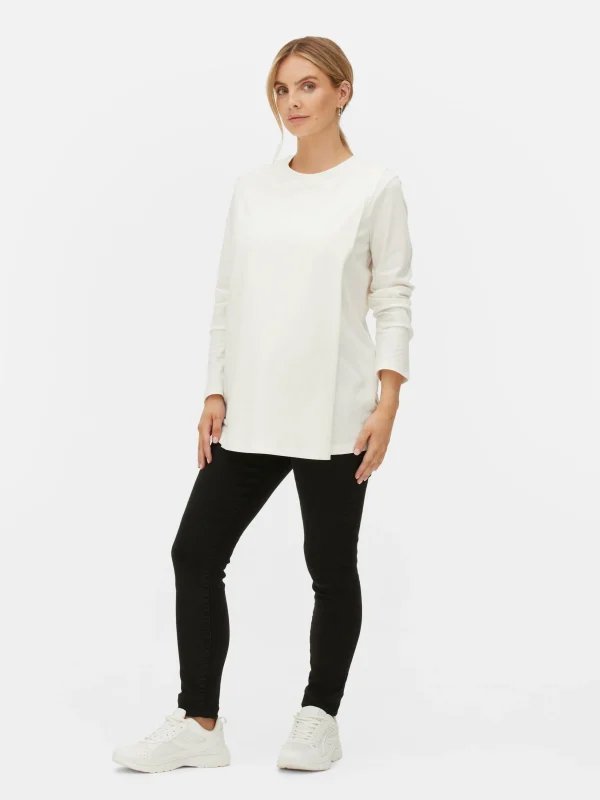 Haut De Maternité Cache-cœur à Manches Longues