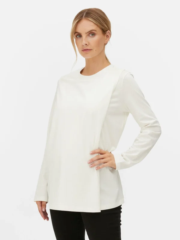 Haut De Maternité Cache-cœur à Manches Longues