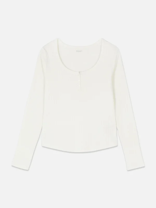 Haut De Pyjama En Pointelle Manche Longue