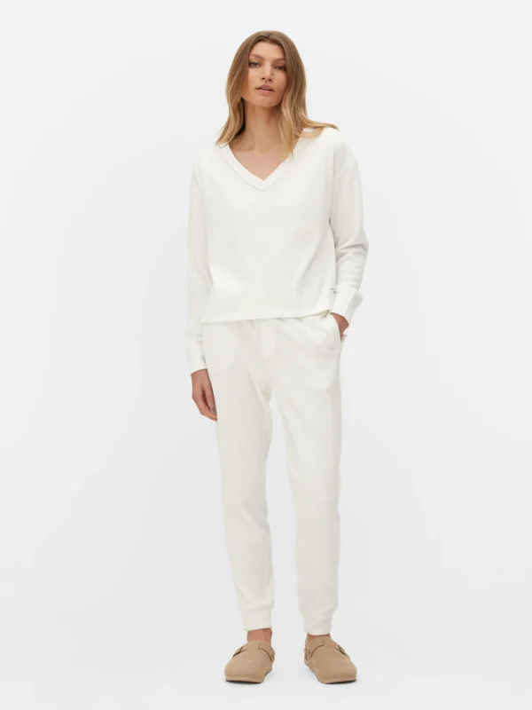 Haut De Pyjama Large à Manches Longues Et Col En V