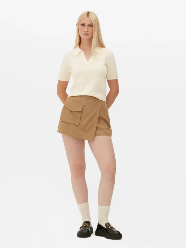 Haut En Maille Fine à Col Et Manches Courtes