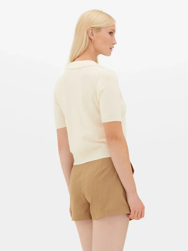 Haut En Maille Fine à Col Et Manches Courtes