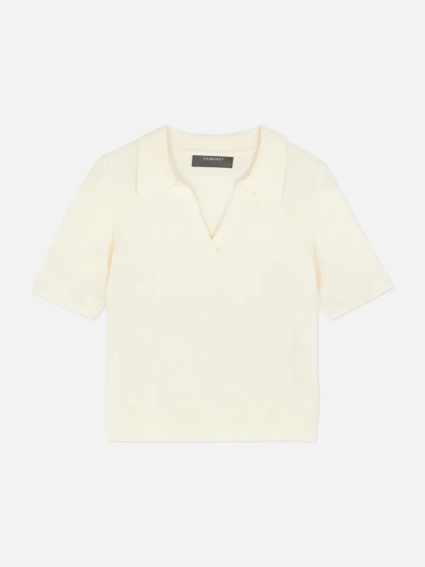 Haut En Maille Fine à Col Et Manches Courtes