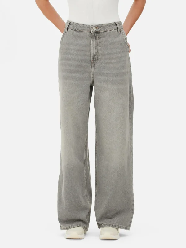 Jean Denim Ample à Effet Vieilli