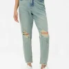 Jean Mom En Denim Déchiré
