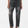 Jean Mom En Denim Déchiré