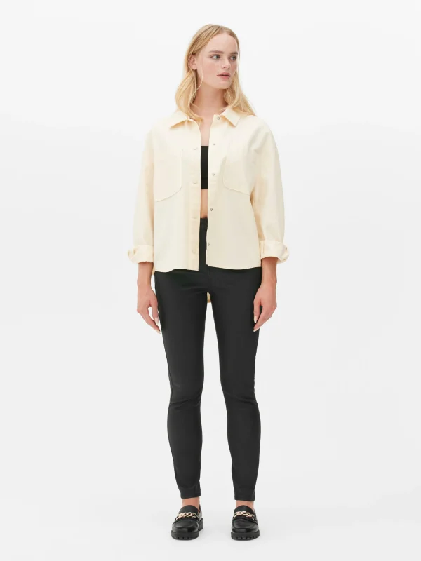 Jean Skinny Enduit à Taille Haute