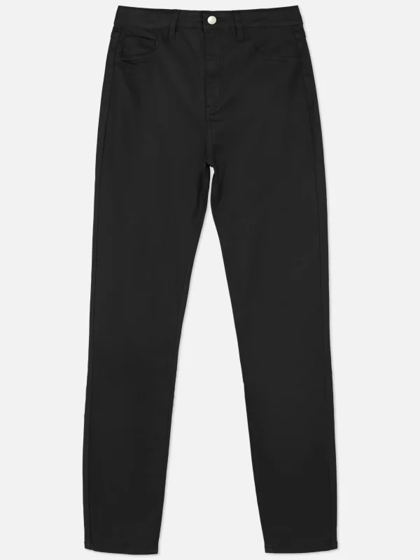 Jean Skinny Enduit à Taille Haute