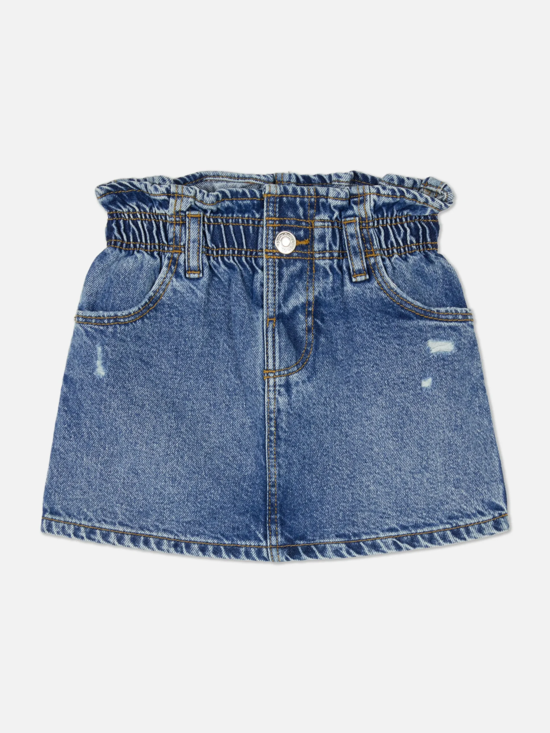 jupe_en_jean__taille_fron_0.webp Jupe En Jean à Taille Froncée Effet Vieilli