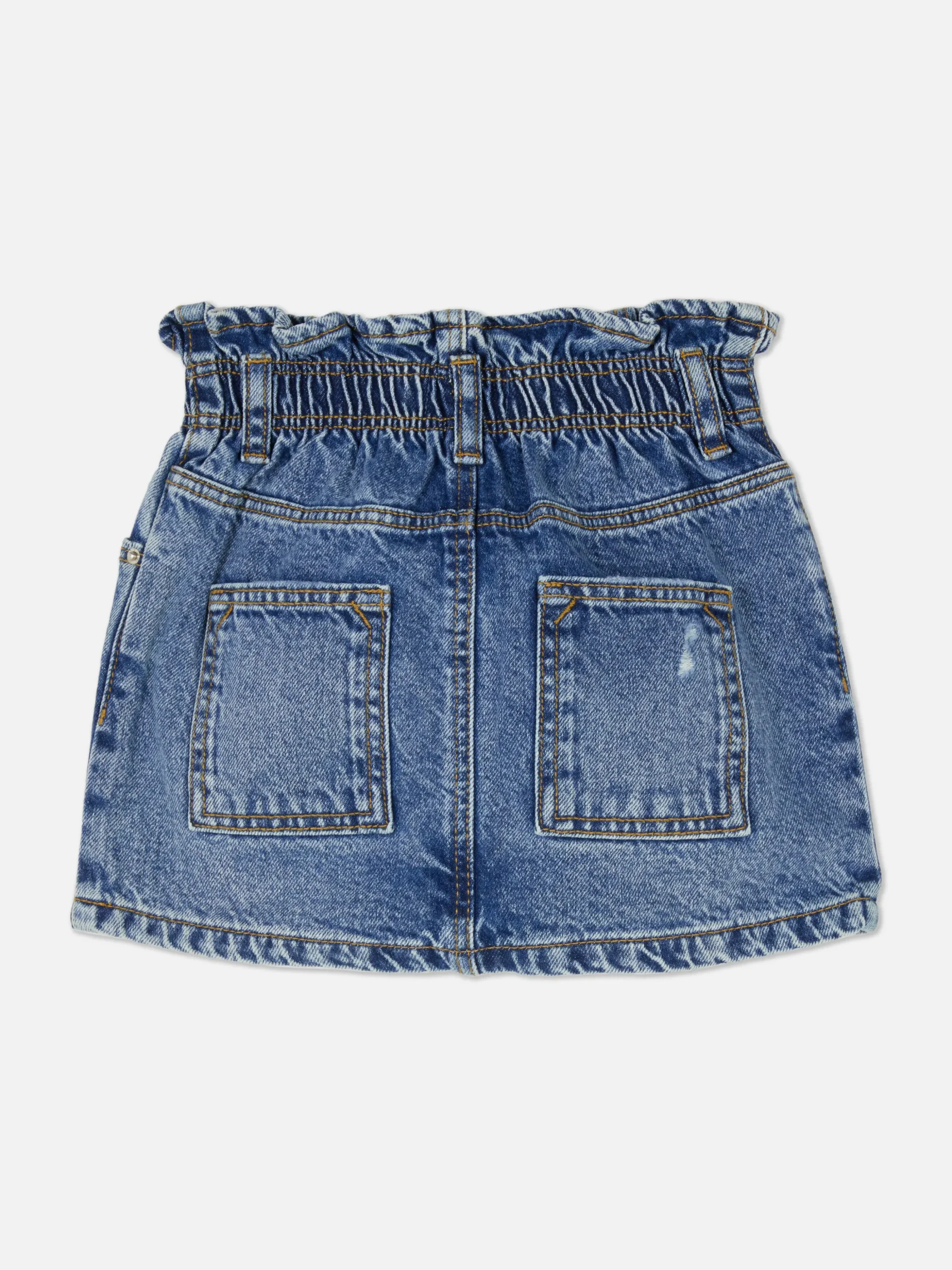 jupe_en_jean__taille_fron_1.webp Jupe En Jean à Taille Froncée Effet Vieilli