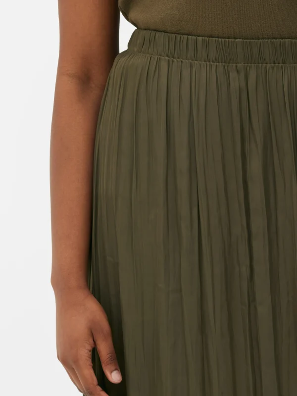 Jupe Mi-longue Plissée En Satin