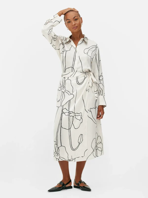 Jupe Portefeuille Mi-longue Graphique à Coordonner