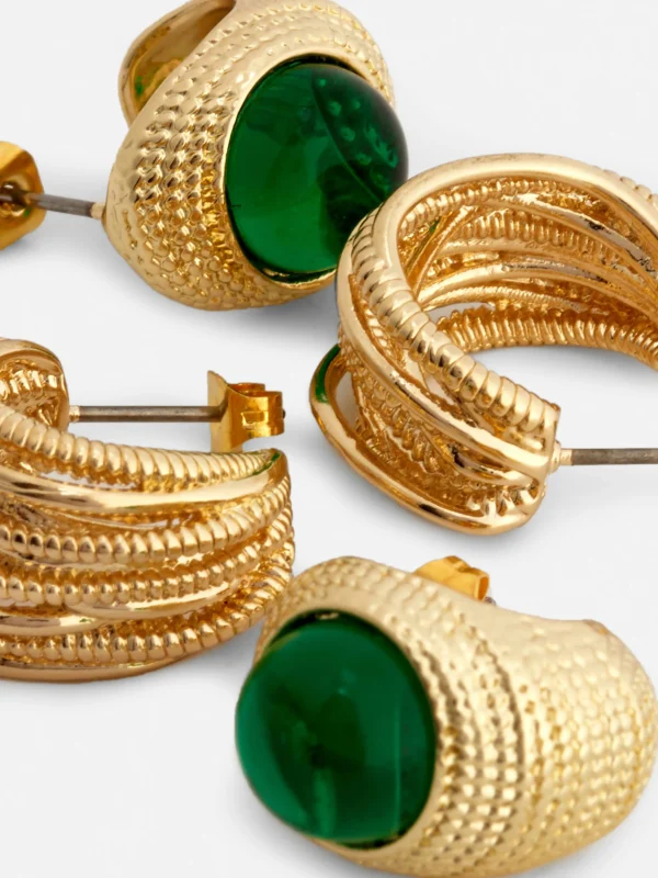 Lot 2 De Paires De Créoles Texturées Rita Ora