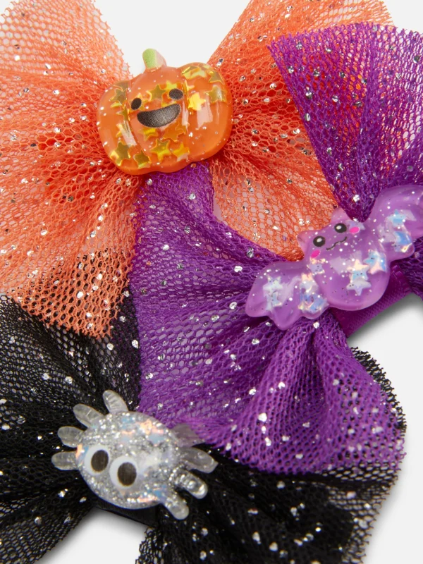 Lot De 3 Barrettes D'Halloween à Nœud Pailleté