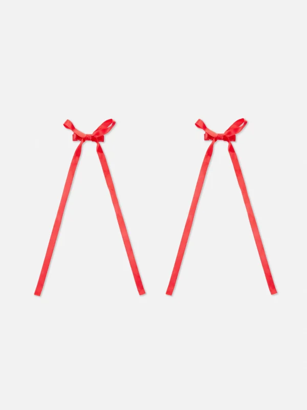 Lot De 2 Barrettes Ornées D'un Nœud Long