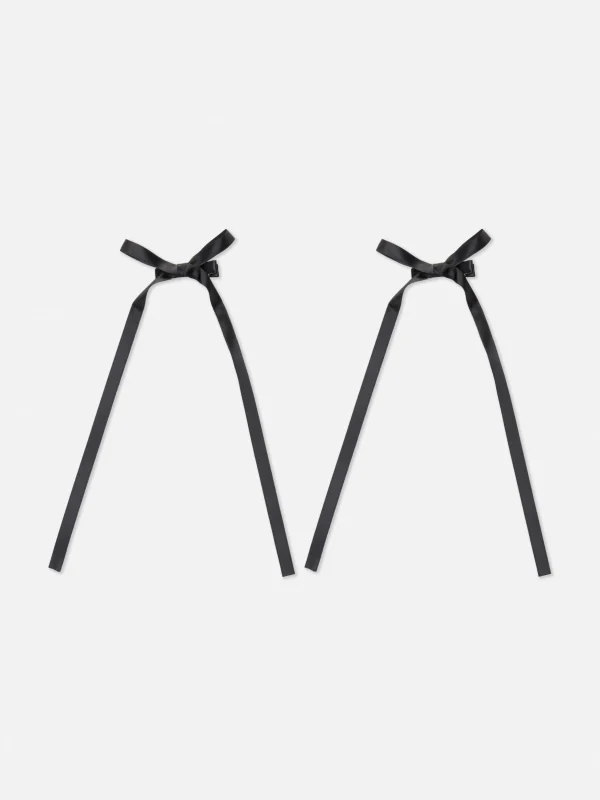 Lot De 2 Barrettes Ornées D'un Nœud Long