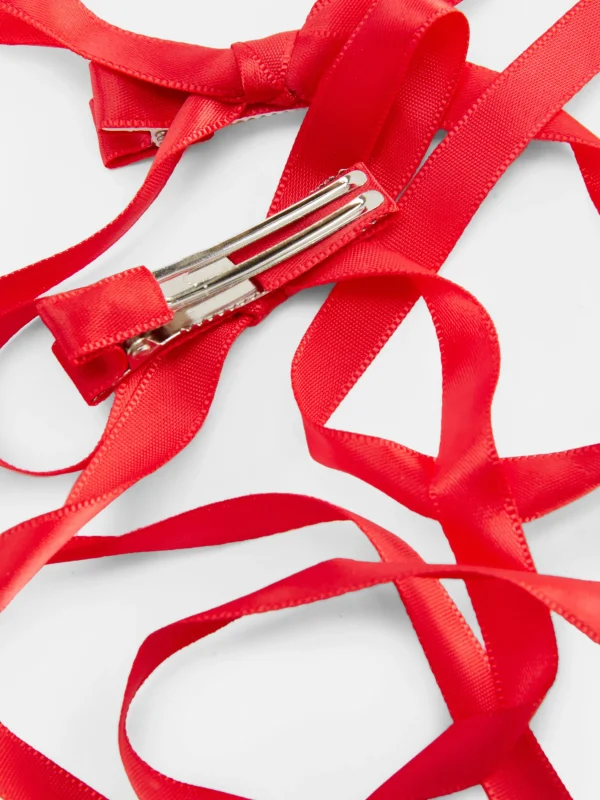 Lot De 2 Barrettes Ornées D'un Nœud Long