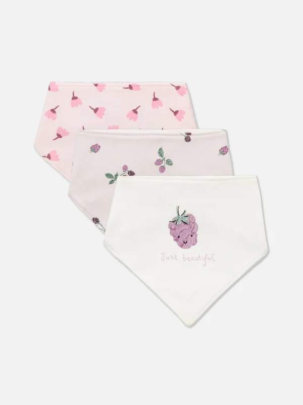 Lot De 3 Bavoirs Façon Bandana à Motif Fruits Rouges