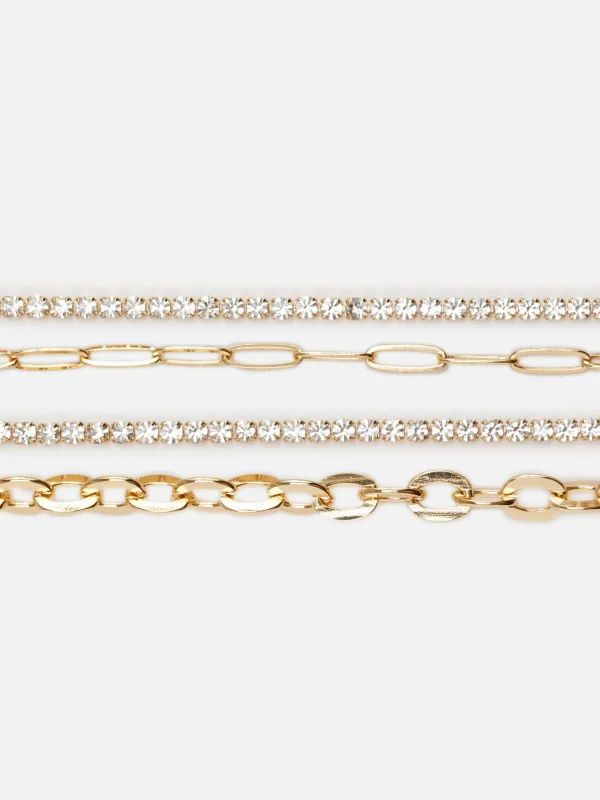 Lot De 4 Bracelets Chaîne à Strass