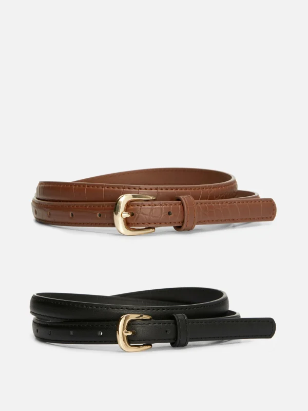 Lot De 2 Ceintures Skinny En Simili Cuir