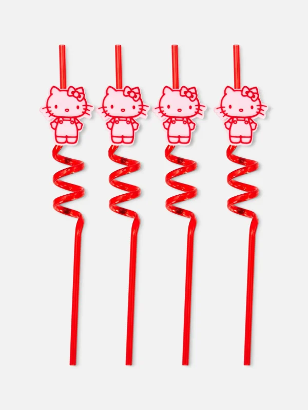 Lot De 4 Pailles En Spirale Hello Kitty