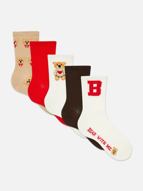 Lot De 5 Paires De Chaussettes Graphiques Ours