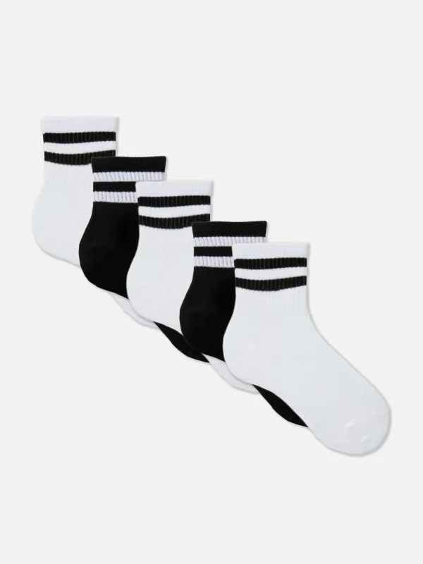 Lot De 5 Paires De Chaussettes Courtes Rayées