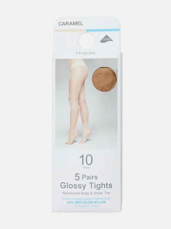 Lot De 5 Paires De Collants Brillants 10 Deniers