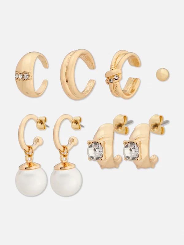 Lot De 6 clous Et Boucles D'oreilles à Clip En Strass