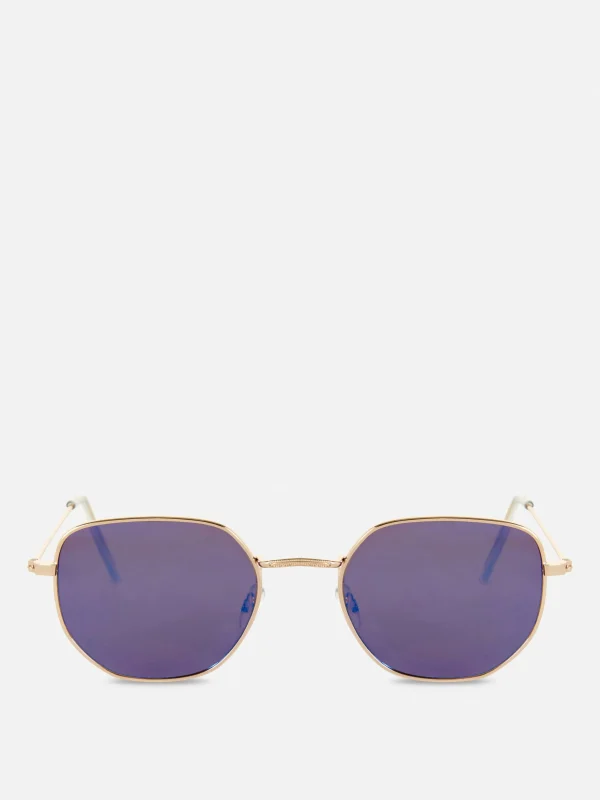 Lunettes De Soleil à Monture Hexagonale En Métal