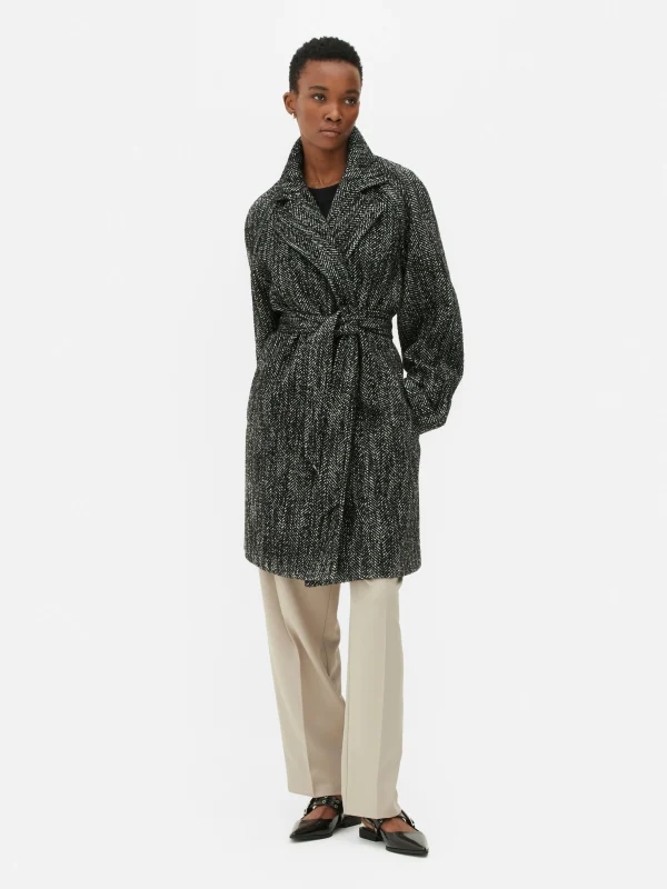 Manteau à Chevrons Avec Ceinture