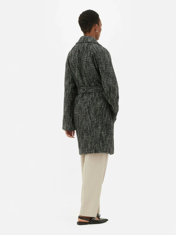 Manteau à Chevrons Avec Ceinture