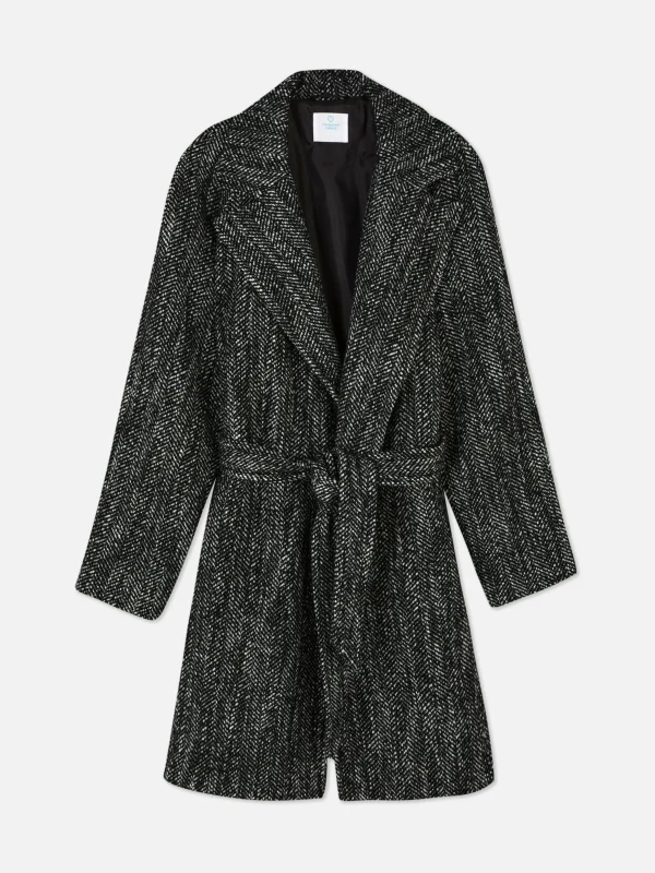 Manteau à Chevrons Avec Ceinture