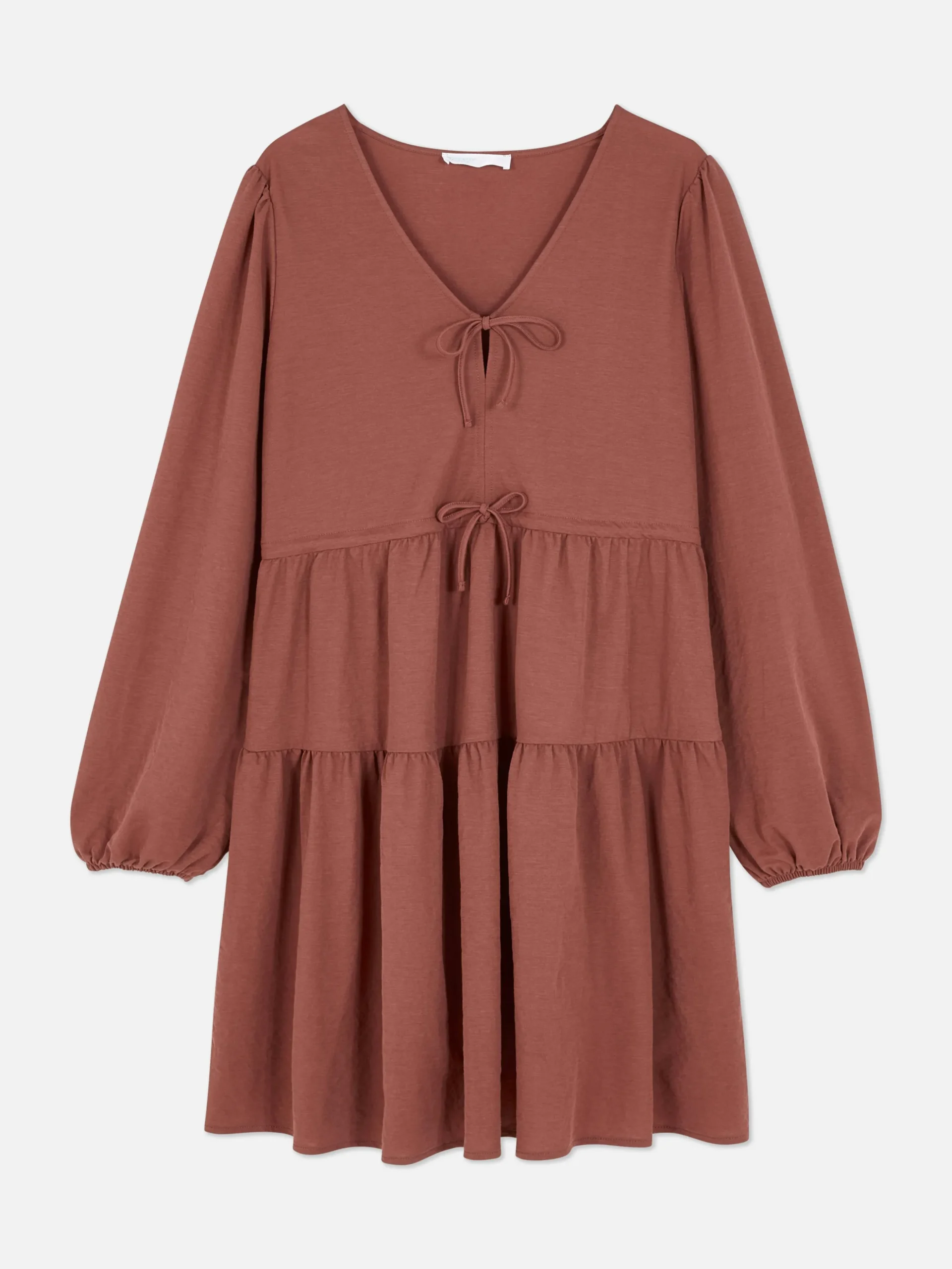 mini_robe__smocks_avec_co_4-1.webp Mini Robe à Smocks Avec Col En V Et Liens à Nouer