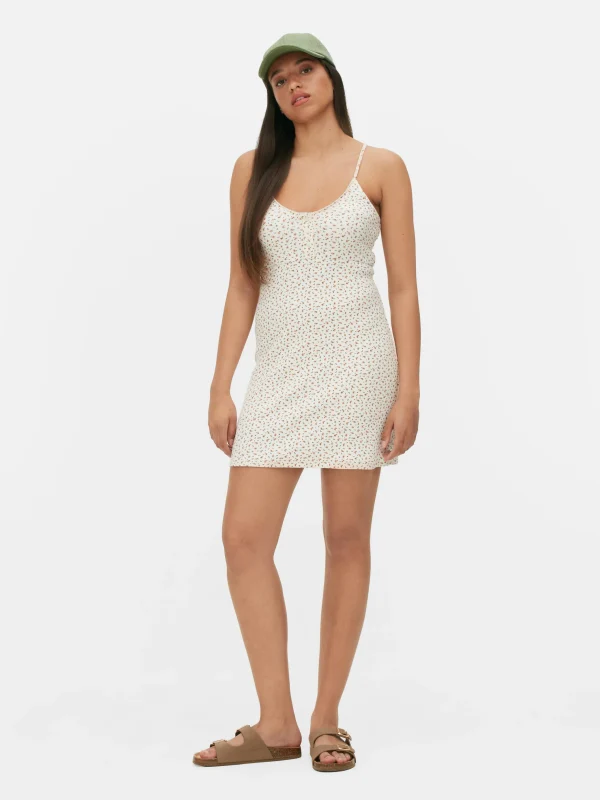 Mini Robe Moulante à Bretelles Fines