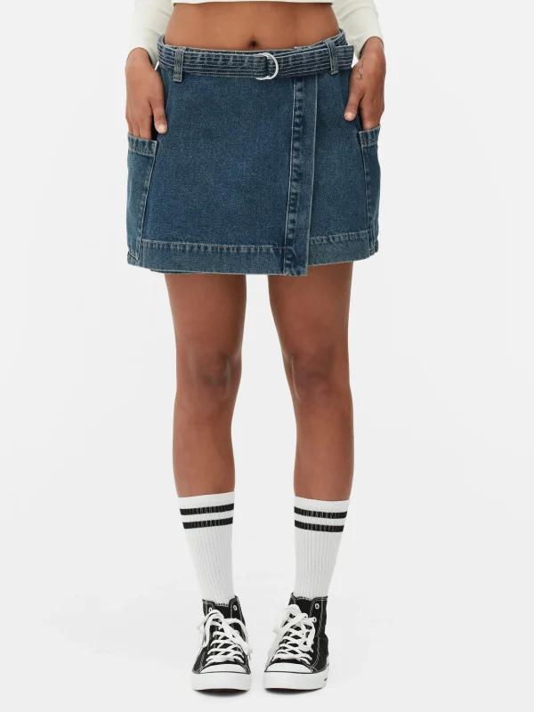 Mini-jupe Drapée En Denim